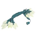 25 Warm White LED C9 Pre-Lamped String Lights Green Wire