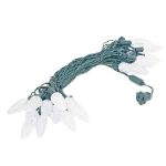25 Pure White LED C9 Pre-Lamped String Lights Green Wire