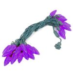 25 Purple C9 LED Pre-Lamped String Lights Green Wire