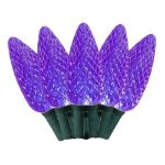 25 Purple C9 LED Pre-Lamped String Lights Green Wire