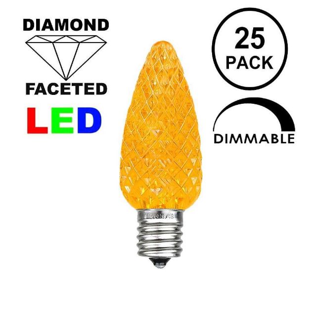 Amber C9 LED Replacement Bulbs 25 Pack 