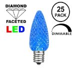 25 Light String Set with Blue LED C9 Bulbs on White Wire