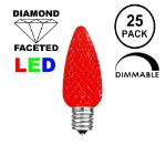 25 Light String Set with Red LED C7 Bulbs on Green Wire