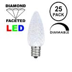 25 Light String Set with Pure White LED C7 Bulbs on Black Wire