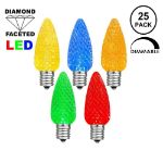 25 Light String Set with Multi Colored LED C7 Bulbs on Black Wire