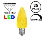 25 Light String Set with Yellow LED C7 Bulbs on Brown Wire