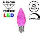 25 Light String Set with Pink LED C7 Bulbs on White Wire