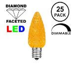 25 Light String Set with Amber/Orange LED C7 Bulbs on Green Wire
