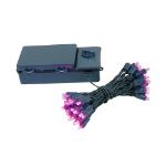 50 LED Battery Operated Lights Pink Green Wire