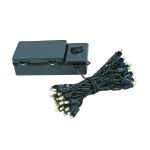 50 LED Battery Operated Lights Warm White Green Wire