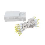 50 LED Battery Operated Lights Yellow on White Wire