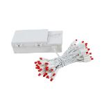 50 LED Battery Operated Lights Red on White Wire