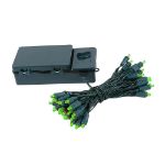 50 LED Battery Operated Lights Green on Green Wire