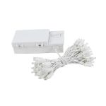 50 LED Battery Operated Lights Warm White on White Wire