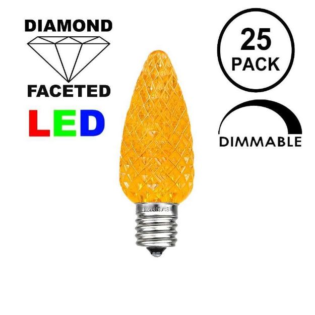 Amber/Orange C7 LED Replacement Bulbs 25 Pack