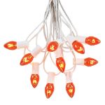 100 C7 String Light Set with Orange Bulbs on White Wire