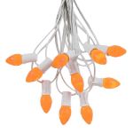 25 Light String Set with Orange Ceramic C7 Bulbs on White Wire