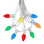 25 Light String Set with Multi LED C7 Bulbs on White Wire