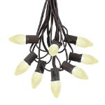 25 Light String Set with Warm White LED C7 Bulbs on Brown Wire