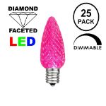 25 Light String Set with Pink LED C7 Bulbs on Black Wire