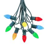 25 Light String Set with Multi LED C7 Bulbs on Green Wire