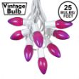C9 25 Light String Set with Ceramic Purple Bulbs on White Wire