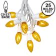 C9 25 Light String Set with Yellow Bulbs on White Wire