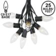 25 Twinkling C9 Christmas Light Set - Clear - Black Wire