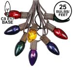 25 Twinkling C9 Christmas Light Set - Multi - Brown Wire