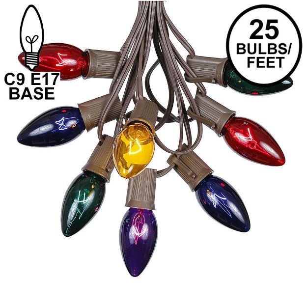 25 Twinkling C9 Christmas Light Set - Multi - Brown Wire