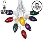 25 Twinkling C9 Christmas Light Set - Multi - White Wire