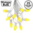 25 Light String Set with Yellow Ceramic C7 Bulbs on White Wire