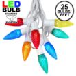 25 Light String Set with Multi Colored LED C9 Bulbs on White Wire