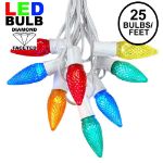 25 Light String Set with Multi Colored LED C9 Bulbs on White Wire