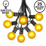 25 G40 Globe String Light Set with Yellow Satin Bulbs on Black Wire