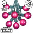 100 G50 Globe Light String Set with Purple on Green Wire