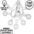 100 G40 Globe String Light Set with Clear Bulbs on White Wire