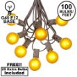 100 G40 Globe String Light Set with Yellow Bulbs on Brown Wire