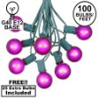 100 G40 Globe String Light Set with Purple Bulbs on Green Wire