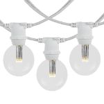 25 Warm White LED G50 Commercial Grade Intermediate Base Light Set - White Wire