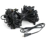 100 Clear G40 Commercial Grade Candelabra Base Light Set - Black Wire