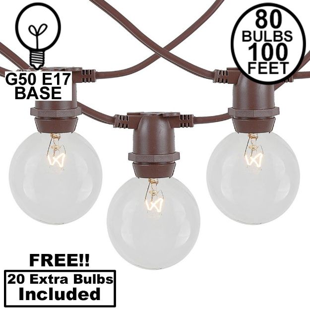 80 Clear G50 Commercial Grade Intermediate Base Light Set - Brown Wire