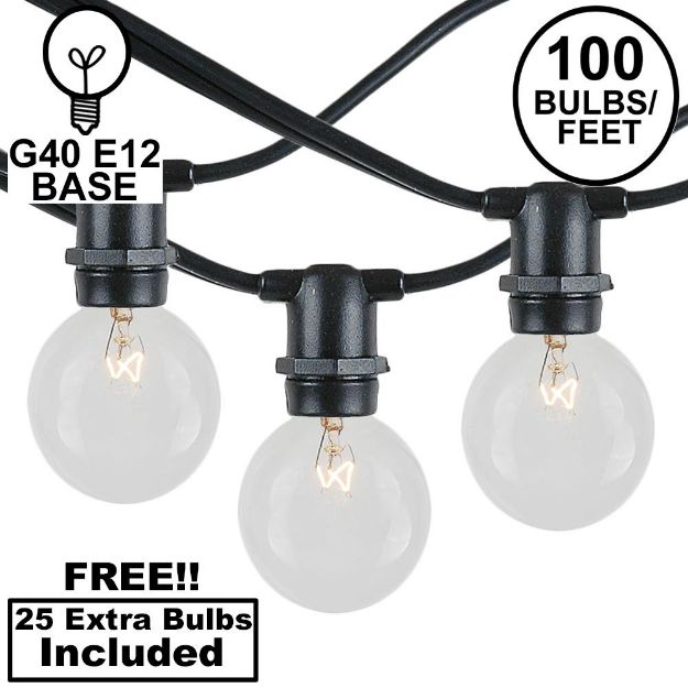 100 Clear G40 Commercial Grade Candelabra Base Light Set