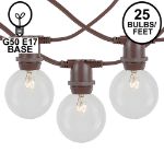 25 Clear G50 Commercial Grade Intermediate Base Light Set - Brown Wire
