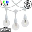 80 Warm White G50 LED Suspended Commercial Grade Intermediate Base Light Set - White Wire
