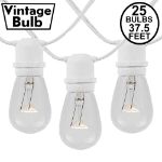 25 Clear S14 Commercial Grade Light String Set on 37.5' of White Wire 