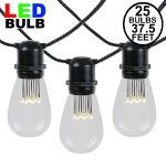25 LED S14 Warm White Commercial Grade Light String Set on 37.5' of Black Wire 