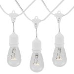 50 Clear S14 Commercial Grade Suspended Light String Set on 100' of White Wire 