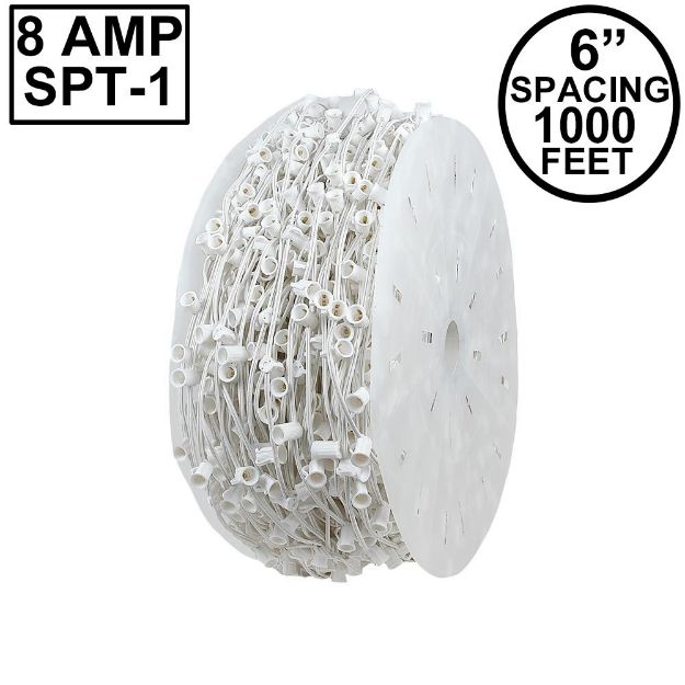 C7 1000' Spool 6" Spacing 8 Amp White Wire