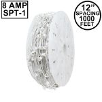 Premium Commercial Grade C7 1000' Spool 12" Spacing 8 Amp White Wire